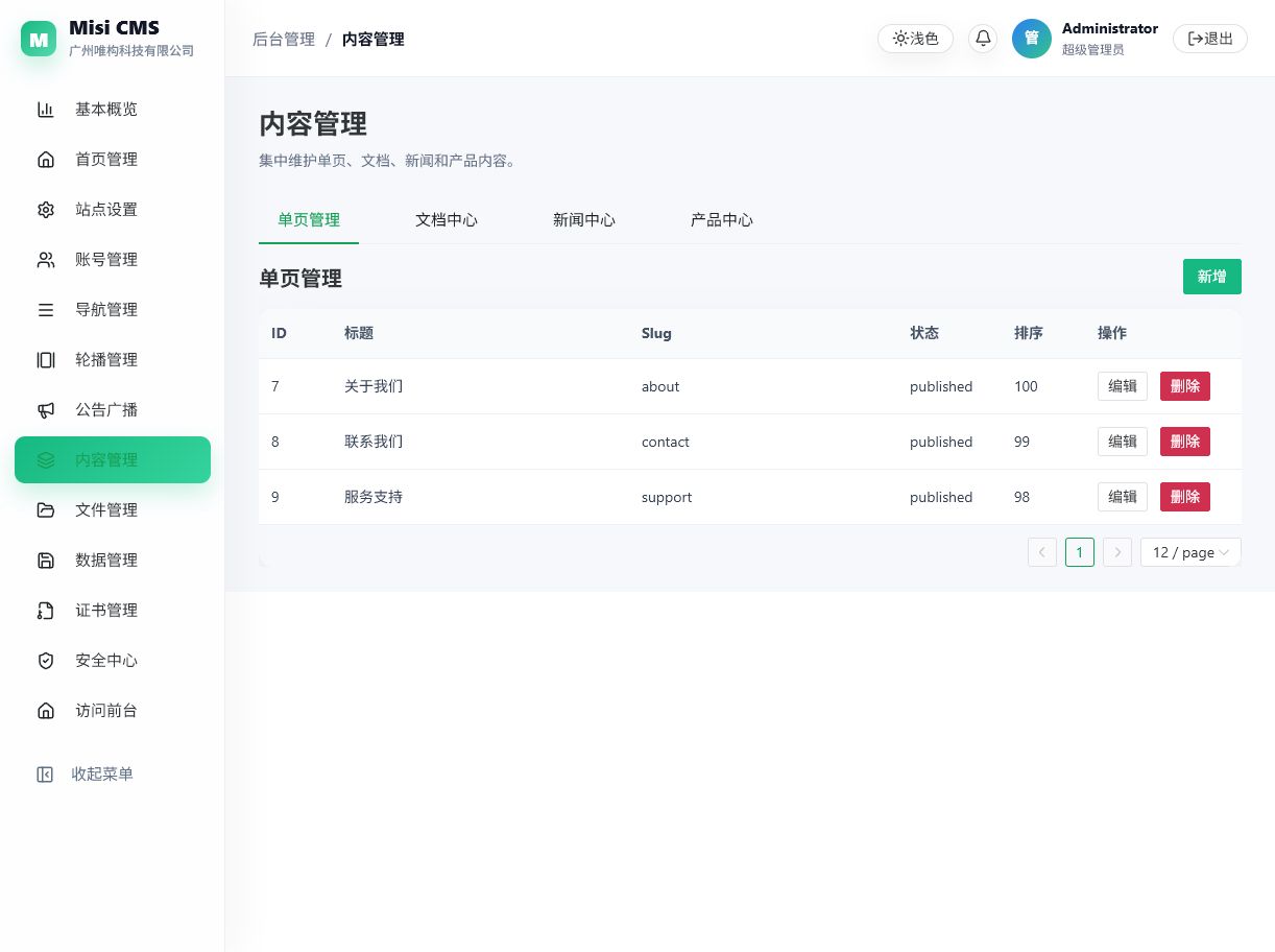 内容管理界面